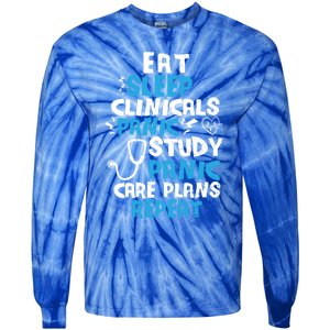 Nursing School: Eat Sleep Clinicals Panic Study Nurse Meaningful Gift Tie-Dye Long Sleeve Shirt