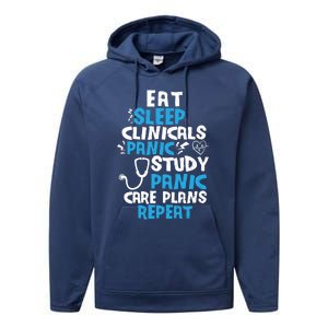 Nursing School: Eat Sleep Clinicals Panic Study Nurse Meaningful Gift Performance Fleece Hoodie