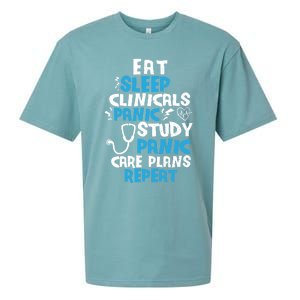 Nursing School: Eat Sleep Clinicals Panic Study Nurse Meaningful Gift Sueded Cloud Jersey T-Shirt