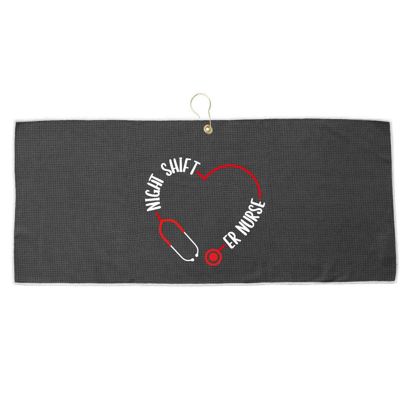 Night Shift Er Nurse Emergency Medical Nurse Er Technician Gift Large Microfiber Waffle Golf Towel