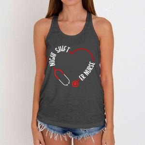 Night Shift Er Nurse Emergency Medical Nurse Er Technician Gift Women's Knotted Racerback Tank