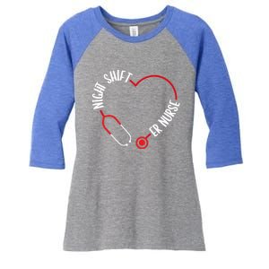 Night Shift Er Nurse Emergency Medical Nurse Er Technician Gift Women's Tri-Blend 3/4-Sleeve Raglan Shirt