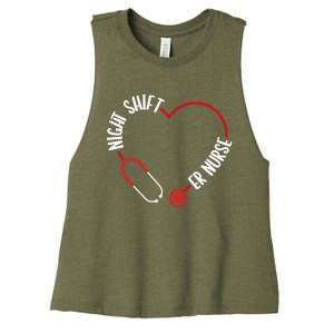 Night Shift Er Nurse Emergency Medical Nurse Er Technician Gift Women's Racerback Cropped Tank