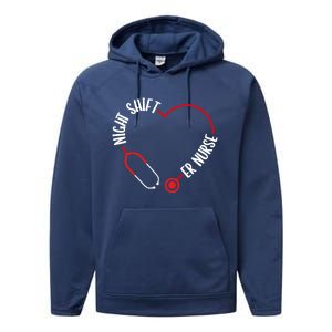 Night Shift Er Nurse Emergency Medical Nurse Er Technician Gift Performance Fleece Hoodie