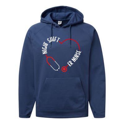 Night Shift Er Nurse Emergency Medical Nurse Er Technician Gift Performance Fleece Hoodie