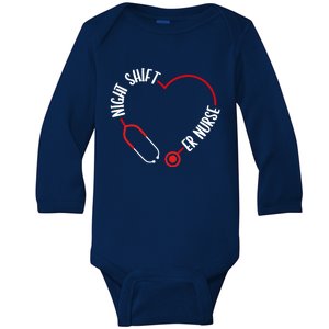 Night Shift Er Nurse Emergency Medical Nurse Er Technician Gift Baby Long Sleeve Bodysuit