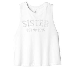 New Sister Est 2025 New Mom 2025 Promoted To Big Sister 2025 Women's Racerback Cropped Tank