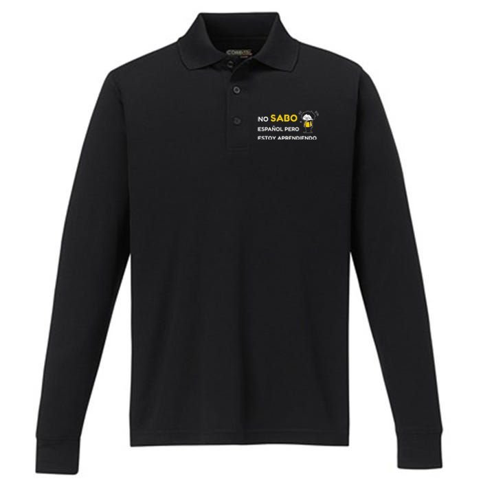 No Sabo EspañOl Performance Long Sleeve Polo