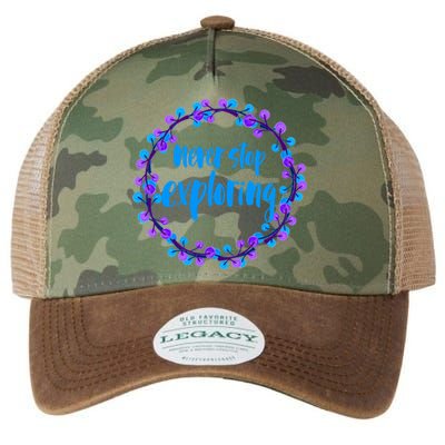 Never Stop Exploring Travel Adventure Meaningful Gift Legacy Tie Dye Trucker Hat