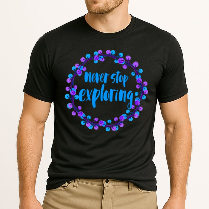 Never Stop Exploring Travel Adventure Meaningful Gift Cooling Performance Crew T-Shirt