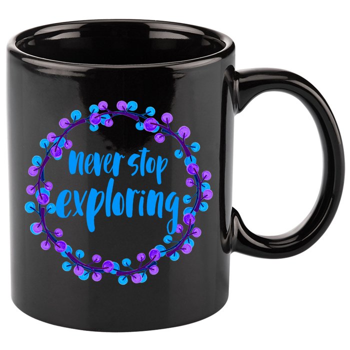Never Stop Exploring Travel Adventure Meaningful Gift 11oz C Handle Ceramic Mug