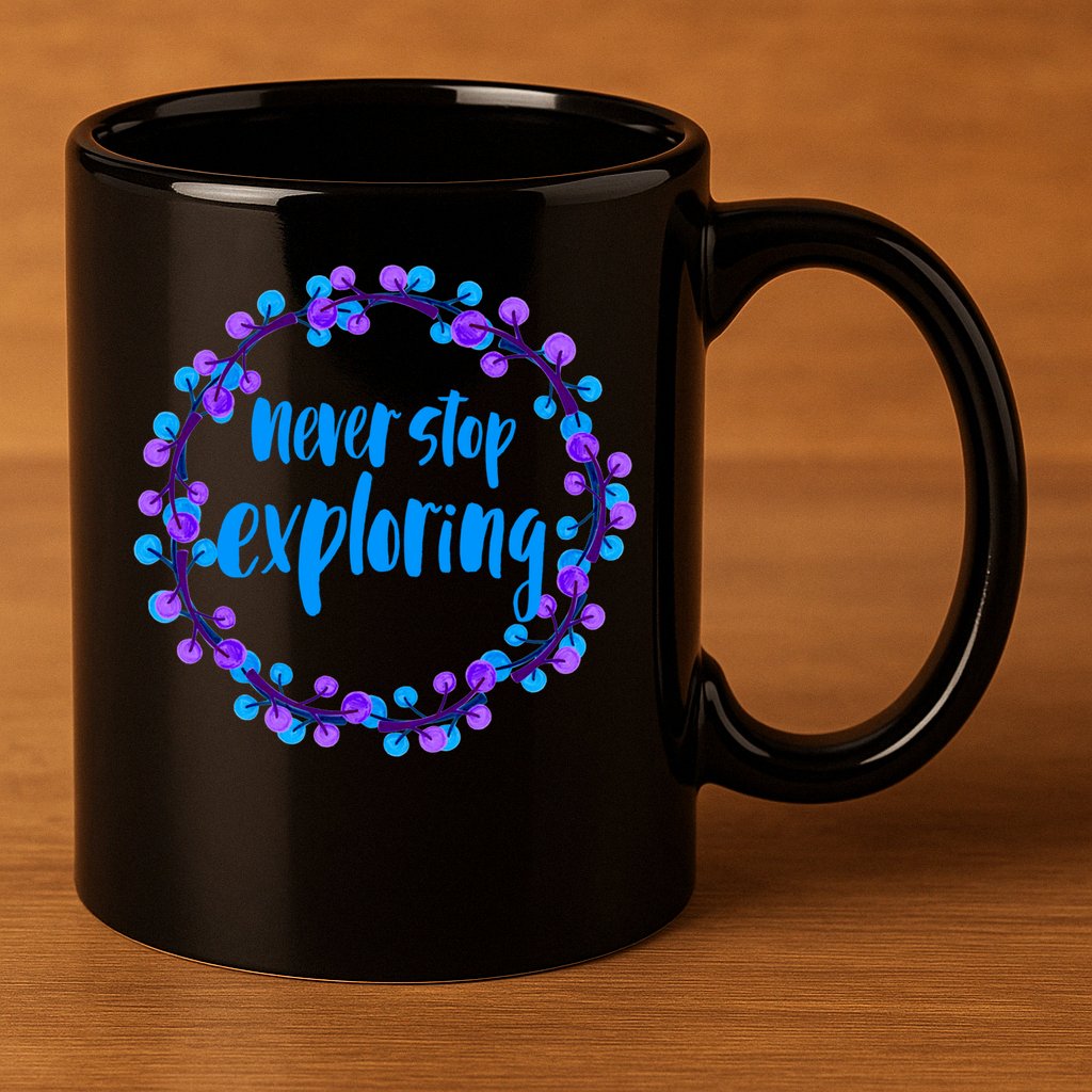 Never Stop Exploring Travel Adventure Meaningful Gift 11oz C Handle Ceramic Mug