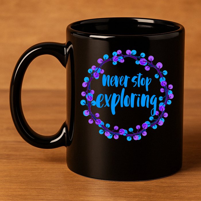 Never Stop Exploring Travel Adventure Meaningful Gift 11oz C Handle Ceramic Mug