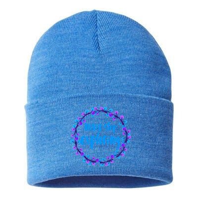 Never Stop Exploring Travel Adventure Meaningful Gift Sustainable Knit Beanie