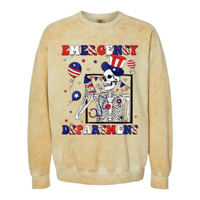 Nurse Skeleton Emergency Department 4th Of July Colorblast Crewneck Sweatshirt