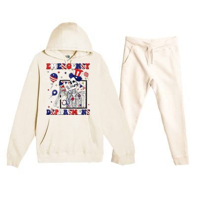 Nurse Skeleton Emergency Department 4th Of July Premium Hooded Sweatsuit Set