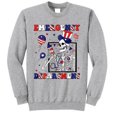 Nurse Skeleton Emergency Department 4th Of July Tall Sweatshirt