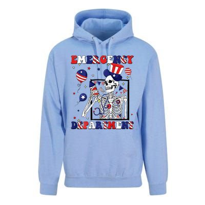 Nurse Skeleton Emergency Department 4th Of July Unisex Surf Hoodie