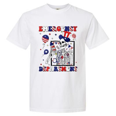 Nurse Skeleton Emergency Department 4th Of July Garment-Dyed Heavyweight T-Shirt