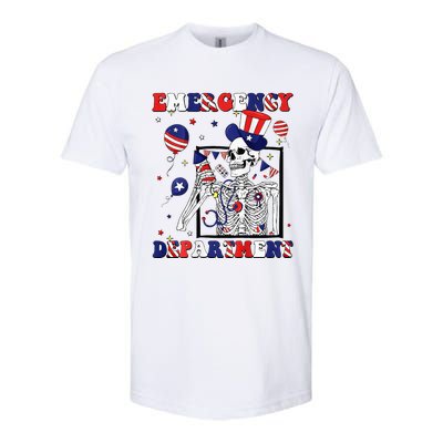 Nurse Skeleton Emergency Department 4th Of July Softstyle CVC T-Shirt