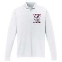 Nurse Skeleton Emergency Department 4th Of July Performance Long Sleeve Polo