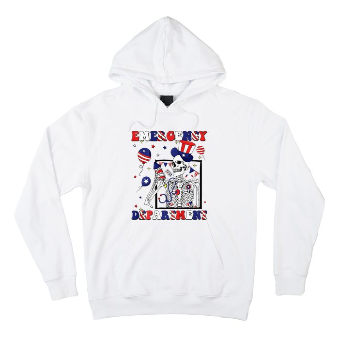 Nurse Skeleton Emergency Department 4th Of July Hoodie