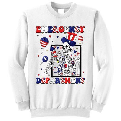 Nurse Skeleton Emergency Department 4th Of July Sweatshirt