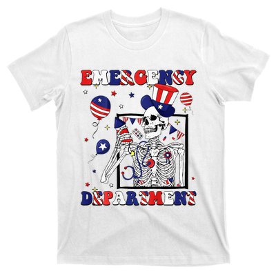 Nurse Skeleton Emergency Department 4th Of July T-Shirt