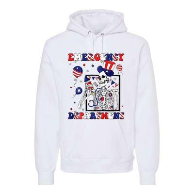 Nurse Skeleton Emergency Department 4th Of July Premium Hoodie