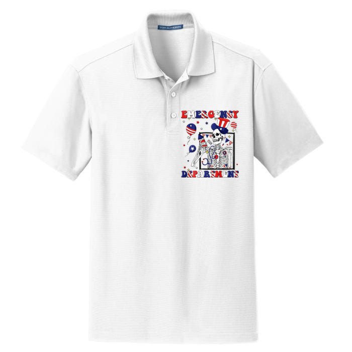 Nurse Skeleton Emergency Department 4th Of July Dry Zone Grid Polo