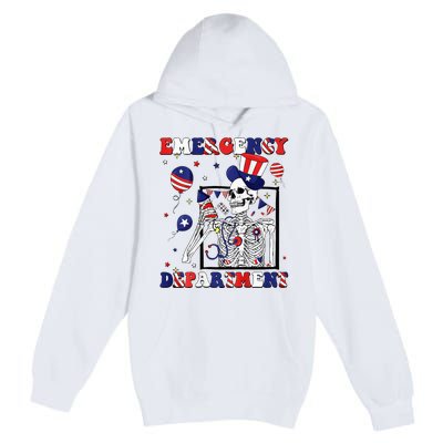 Nurse Skeleton Emergency Department 4th Of July Premium Pullover Hoodie