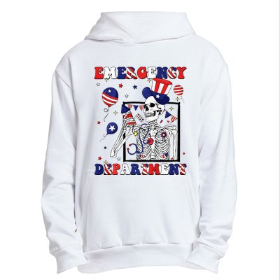 Nurse Skeleton Emergency Department 4th Of July Urban Pullover Hoodie