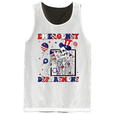 Nurse Skeleton Emergency Department 4th Of July Mesh Reversible Basketball Jersey Tank