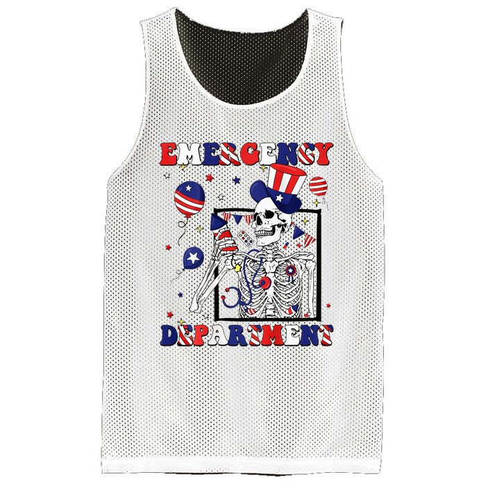 Nurse Skeleton Emergency Department 4th Of July Mesh Reversible Basketball Jersey Tank