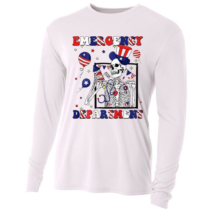 Nurse Skeleton Emergency Department 4th Of July Cooling Performance Long Sleeve Crew