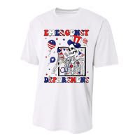 Nurse Skeleton Emergency Department 4th Of July Performance Sprint T-Shirt