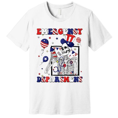 Nurse Skeleton Emergency Department 4th Of July Premium T-Shirt