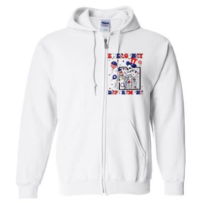 Nurse Skeleton Emergency Department 4th Of July Full Zip Hoodie