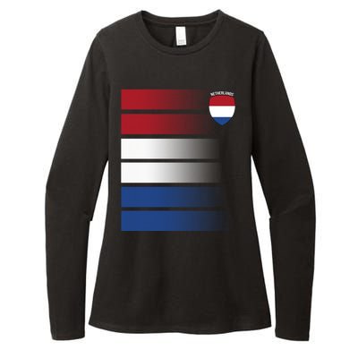 Netherlands Soccer Fan Team Jersey Womens CVC Long Sleeve Shirt