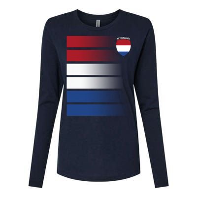 Netherlands Soccer Fan Team Jersey Womens Cotton Relaxed Long Sleeve T-Shirt