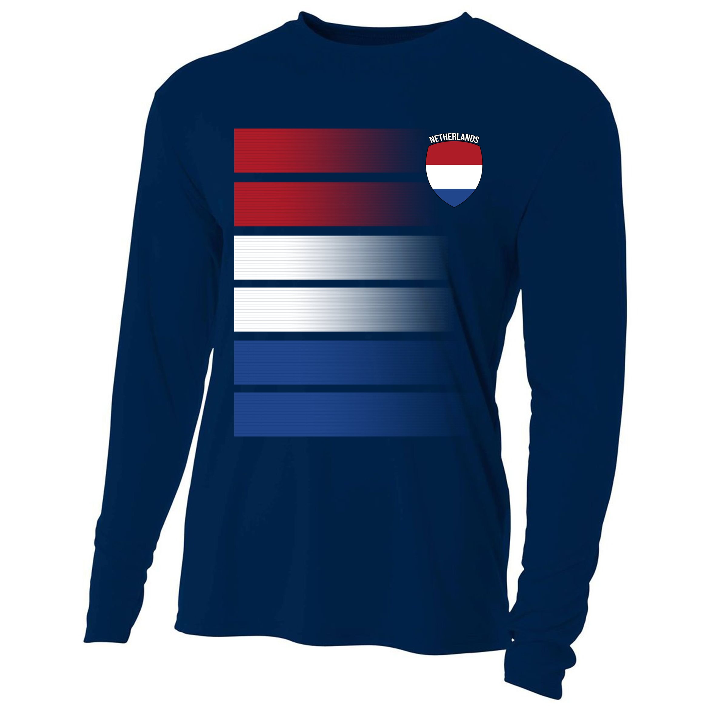 Netherlands Soccer Fan Team Jersey Cooling Performance Long Sleeve Crew