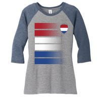 Netherlands Soccer Fan Team Jersey Women's Tri-Blend 3/4-Sleeve Raglan Shirt