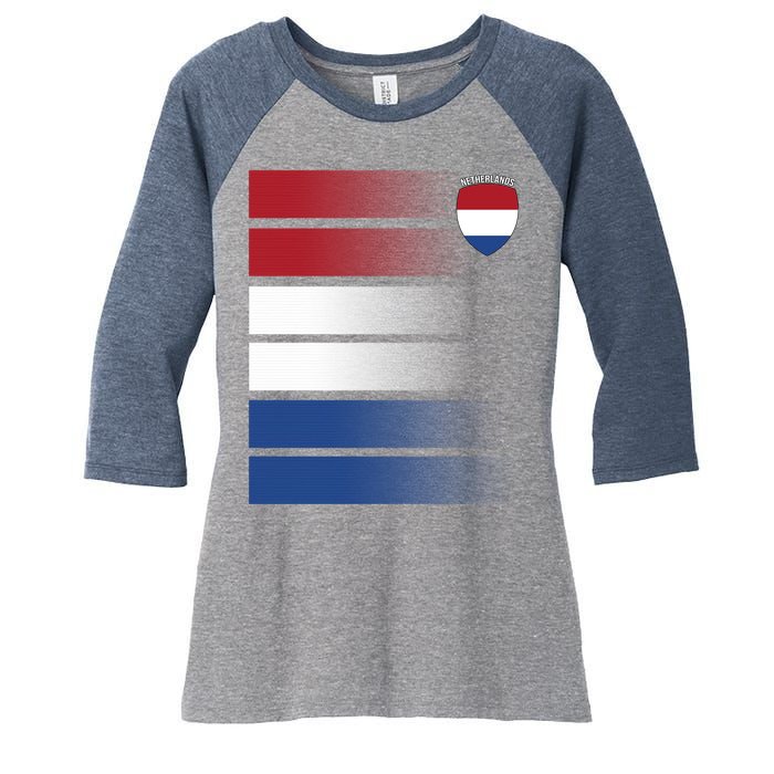 Netherlands Soccer Fan Team Jersey Women's Tri-Blend 3/4-Sleeve Raglan Shirt