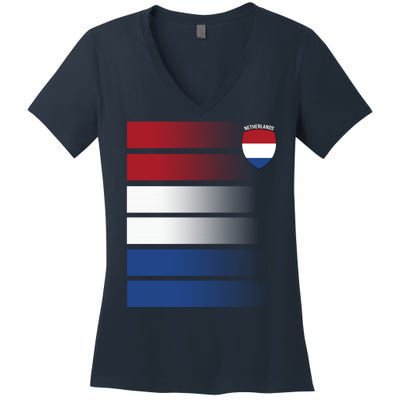 Netherlands Soccer Fan Team Jersey Women's V-Neck T-Shirt