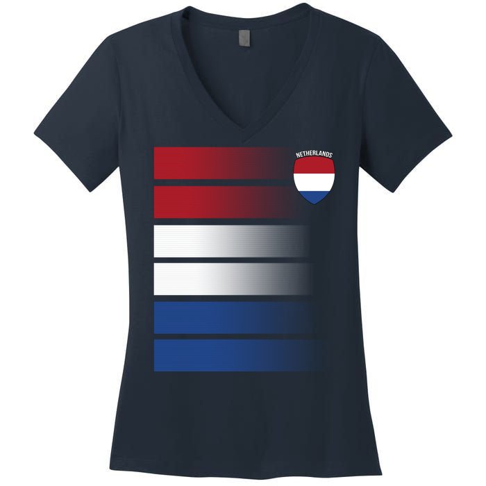 Netherlands Soccer Fan Team Jersey Women's V-Neck T-Shirt