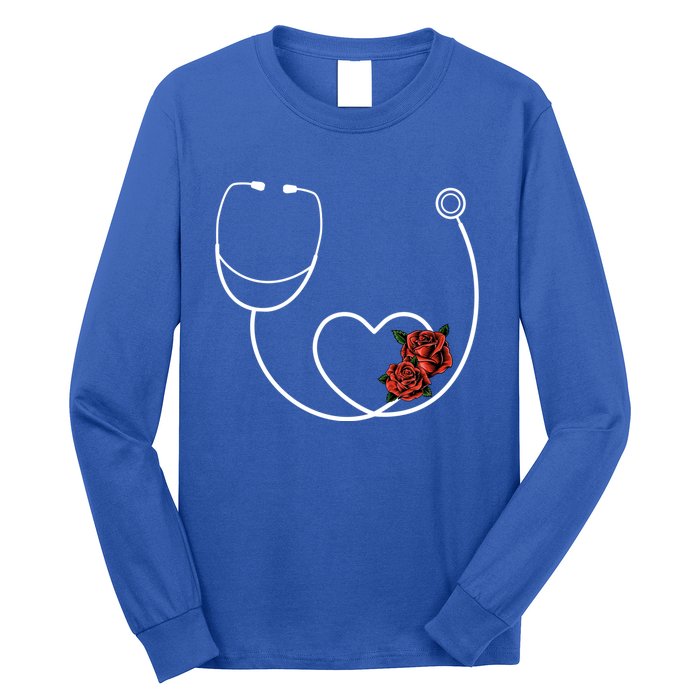 Nurse Stethoscope Flower Heart Nursing Gift Long Sleeve Shirt