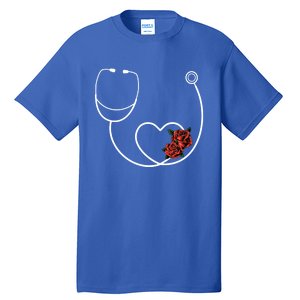 Nurse Stethoscope Flower Heart Nursing Gift Tall T-Shirt