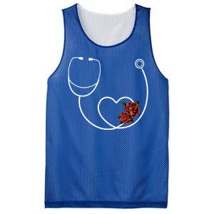 Nurse Stethoscope Flower Heart Nursing Gift Mesh Reversible Basketball Jersey Tank