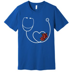 Nurse Stethoscope Flower Heart Nursing Gift Premium T-Shirt