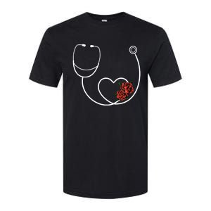 Nurse Stethoscope Flower Heart Nursing Gift Softstyle CVC T-Shirt